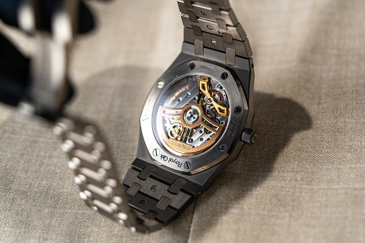 Audemars Piguet Royal Oak 16202XT – Sichtboden und Automatikwerk