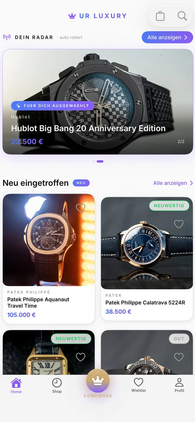 Einblick in die UR LUXURY App
